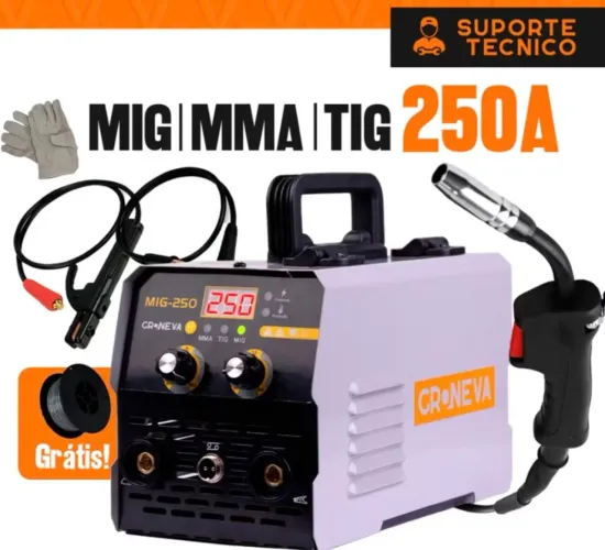 Máquina de Solda 3 em 1 Lotus Milky Cheeki ESR Neva MIG-250 com Máscara Automática