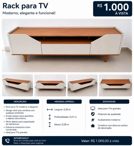 Rack retro designer lindo e sofisticado 