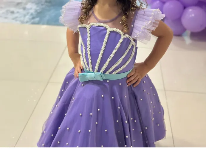 Vestido infantil Fundo do Mar/Ariel