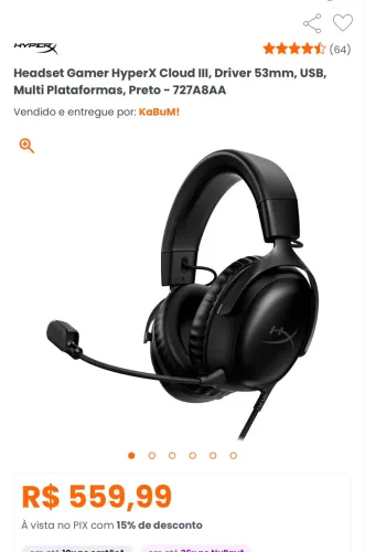 Fone Hyperx Kabum Gamer