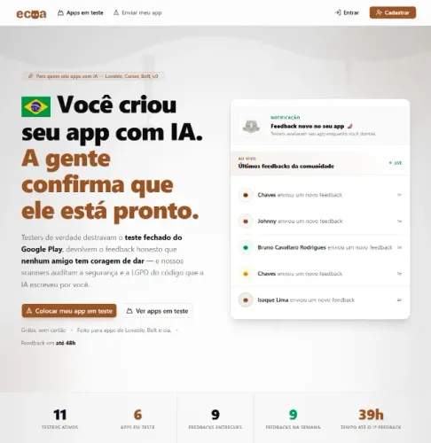 ecoa - Feedback pra quem criou um app e quer lançar de verdade