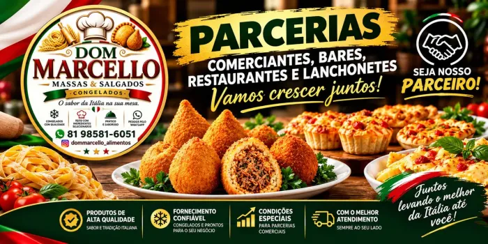 PARCERIA COMERCIAL: FORNECEDOR DE SALGADOS PARA BARES, LANCHONETES E RESTAURANTES