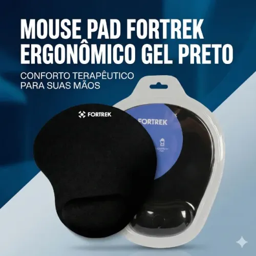 Mousepad Ergonômico Erg-102 Gel Preto com Apoio em Gel Macio e Superfície Premium