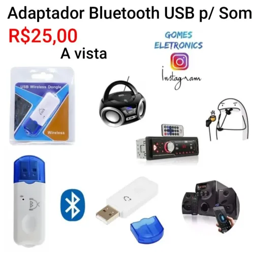 Adaptador Bluetooth USB Modelo Pendrive Para som de Carro - casa etc. (Loja Fisica)<br>