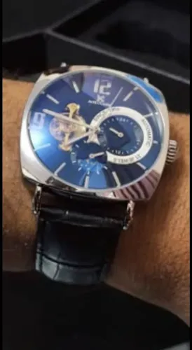 Relógio Automático Aokulasic Pulseira de Couro Original