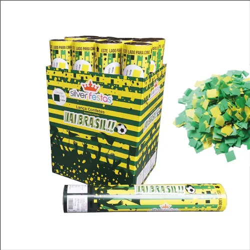 Lança Confetes Golaço Verde E Amarelo Copa - Silver Plastic