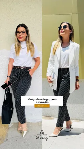 Calça social listrada