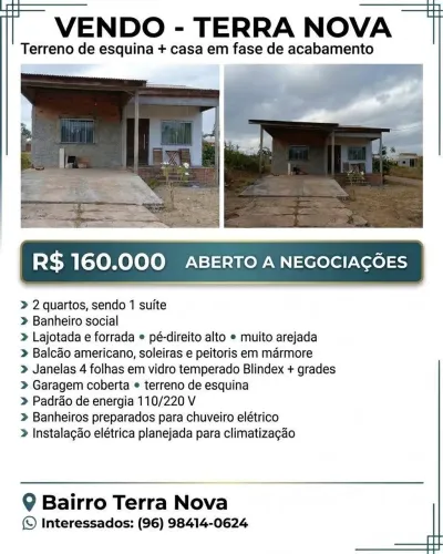 Vendo casa bairro terra nova zona norte