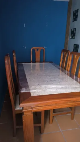 Conjunto Sala de Jantar Madeira Maciça + 6 Cadeiras e Cristaleira