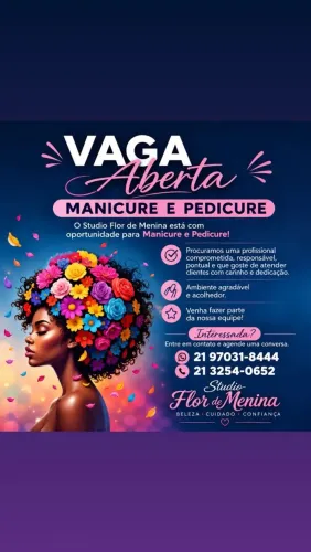 Vaga de manicure e pedicure