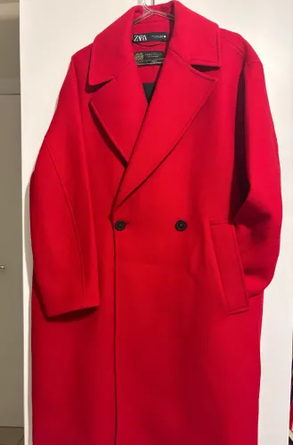 Casaco de lã Zara MANTECO Vermelho