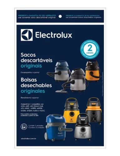 Kit 3 Sacos para aspirador de pó Electrolux, CSE10, A10, Acqua Power e Gt2000 (CSE10) Elet