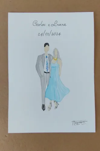 Pintura Artística Casamentos Aquarela Personalizada