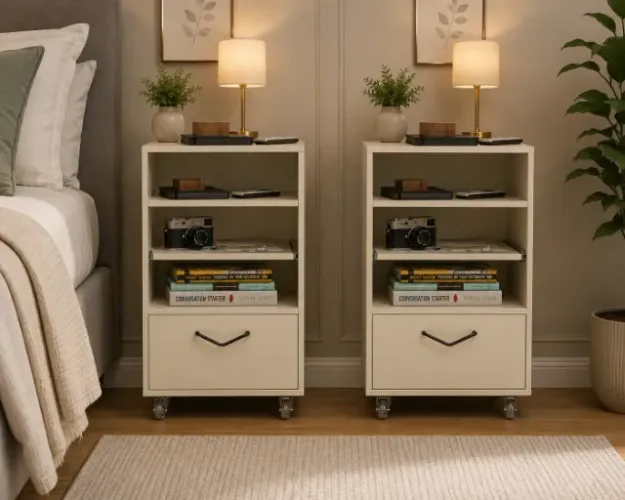 Kit com 2 Mesas De Cabeceira 1 Gaveta Criado OFF White NOVO Promoção