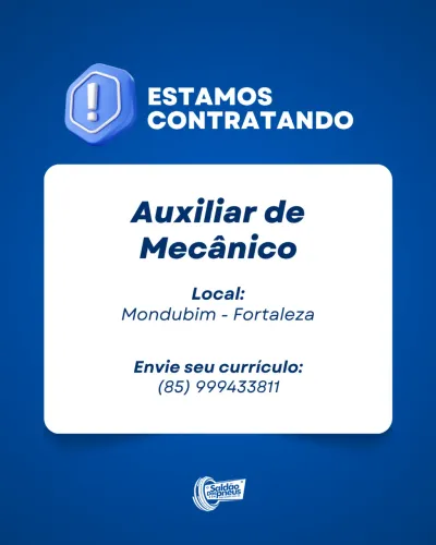 Vaga para auxiliar de mecânico e montador de pneus