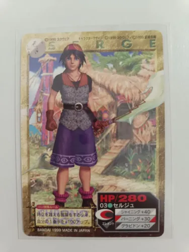 Carta Chrono Cross TCG - Serge RARA 1999 Bandai Mint Chrono Trigger Card