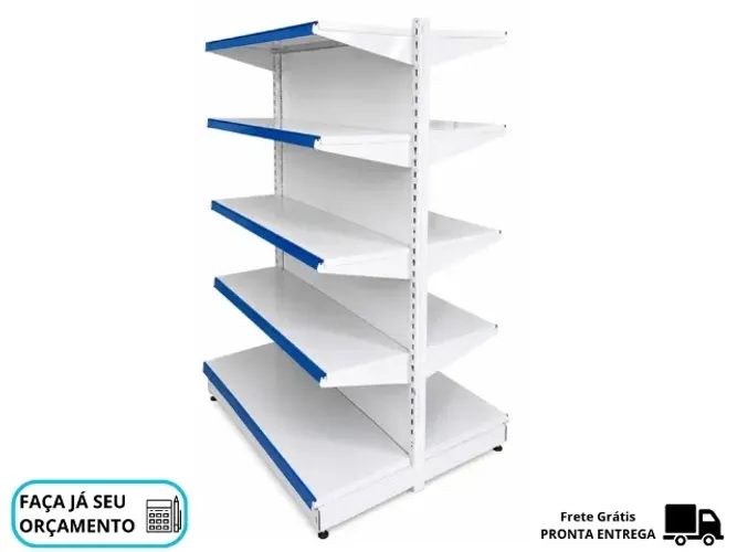 Gôndola de Centro Branca com Porta-Etiqueta Polar