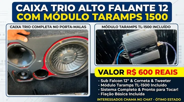Caixa de som trio com módulo taramps 1500