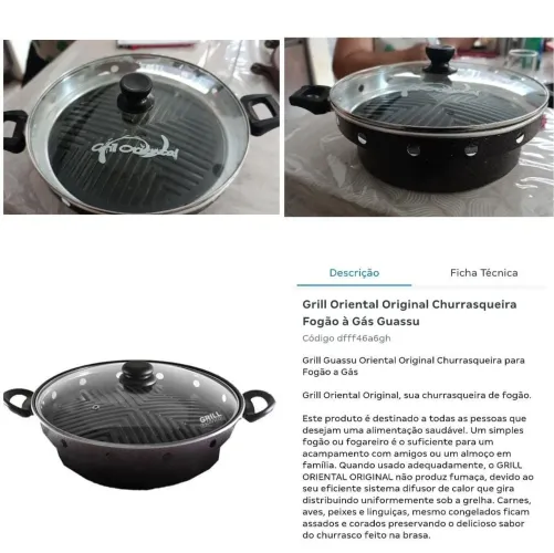 Panela Grill Oriental, Churrasqueira fogão a gás.