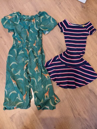 Macacão Estampado + Vestido Listrado - Tam. 8