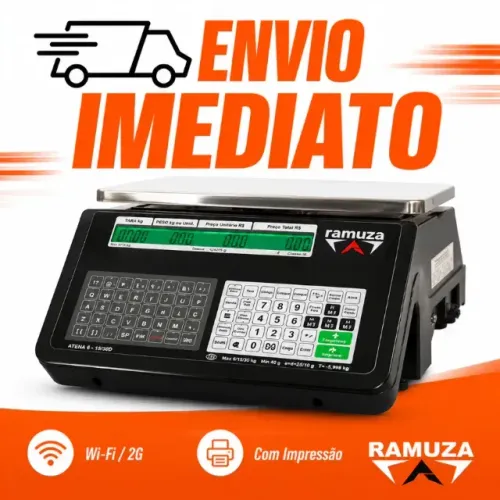 Balança Eletrônica Ramuza com Impressão + WiFi/2G | Bivolt | Ideal para Comércio