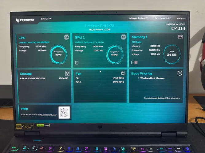 Acer Predator PH16-72 | i9-14900HX | RTX 4080 | 24GB RAM