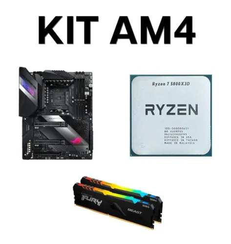 Kit AM4 - Ryzen 7 5800X3D + Asus ROG Crosshair VIII Hero X570 + 64GB (2x32GB) DDR4 3200MHz