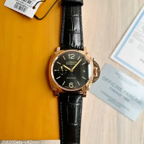 Relógio Panerai Luminor Due Rose - Mostrador Preto e Pulseira de Couro Preta- ETA S/c