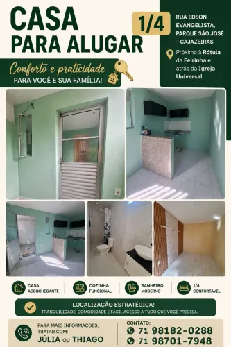 Casa para alugar - 1/4 prox a rotula da feirinha de cajazeiras