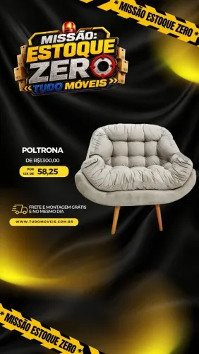 POLTRONA COM PILLOWTOP E PÉS EM MADEIRA MACIÇA