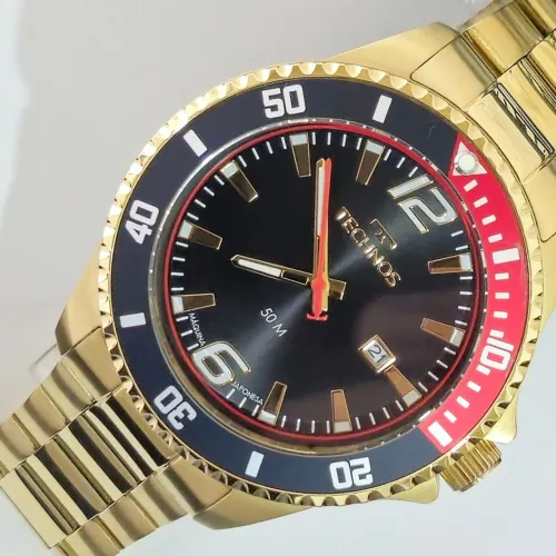 Relógio Technos 2115NCM1P 5ATM - À Prova D'água Premium Aço Inox Dourado