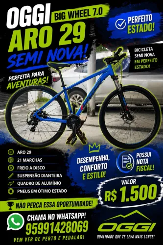 Bicicleta semi nova OGGI aro 29 com nota fiscal