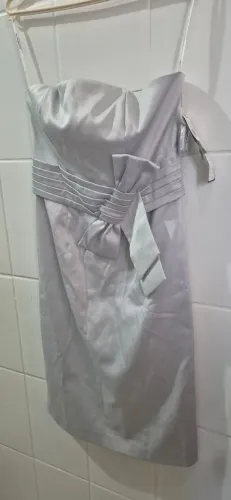 Vestido cetim prata de festa