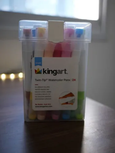 Kit Canetas canetinhas Kingart importada Ponta Dupla touch bobbie goods marcadore