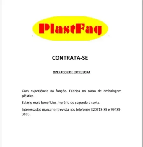 Operador de extrusora