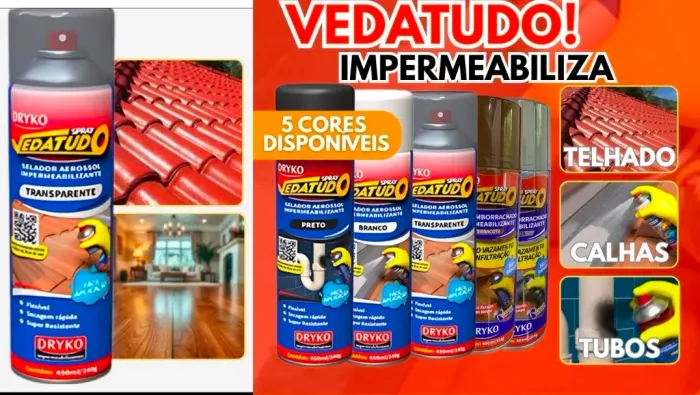 Vedatudo Spray Impermeabilizante Borracha Liquida 400ml Dryko Incolor
