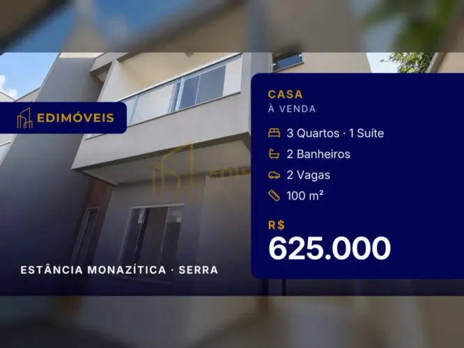 Estância Monazítica| Casa 3 quartos com suíte, conforto e localização privilegiada