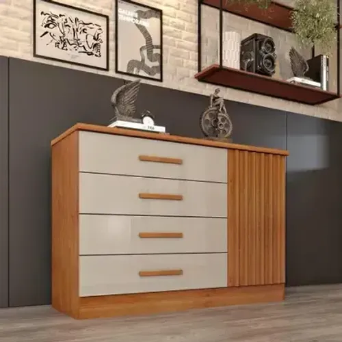 Cômoda Barcelona Ripada 4 Gavetas Moderna