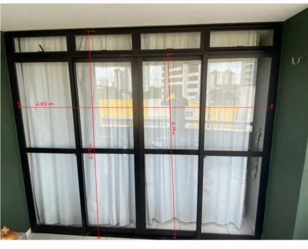 Vendo Porta de Correr Alumínio Preto 2,80x2,39 - 4 Folhas - Usada