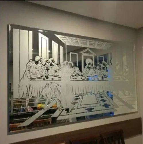 Santa ceia em espelho jateada