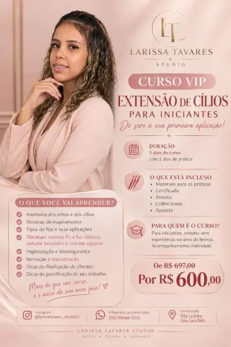 Curso vip extensão de cílios