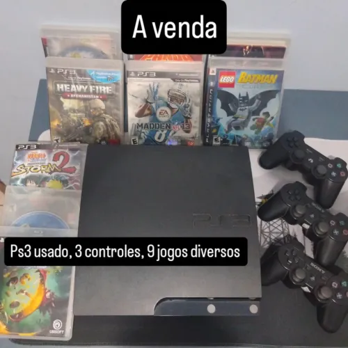 PS3 (OTIMO ESTADO) +3 controles +9 jogos doversos!