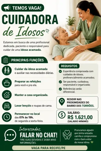 Vaga para cuidadora de idosos