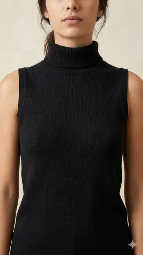 pullover de inverno preto com gola - tamanho p / 36