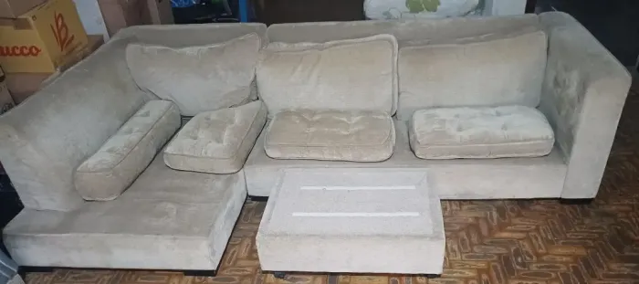 Sofá de canto modulado bege