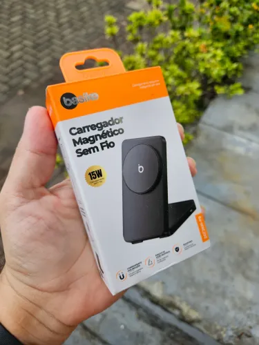 Carregador Suporte sem Fio Magnético Basike 15W Carga Rápida LACRADO na Caixa