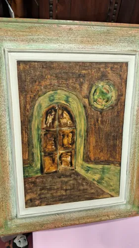 5 Quadros Antigos e Belíssimos pintura na Madeira Molduras