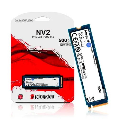 SSD Kingston NV2 500GB NVMe M.2 2280 (Leitura até 3500MB/s e Gravação até 2100MB/s)