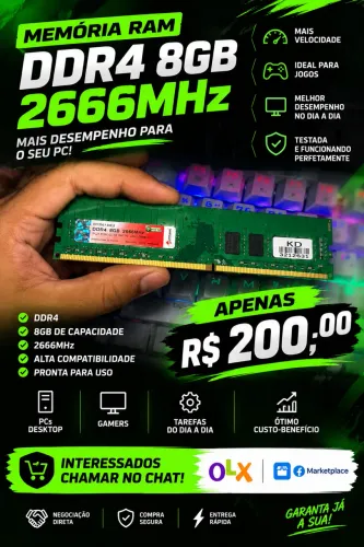 MEMÓRIA RAM DDR4 8GB 2666MHz