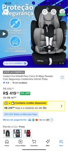 Cadeirinha semi nova 1 mês de uso